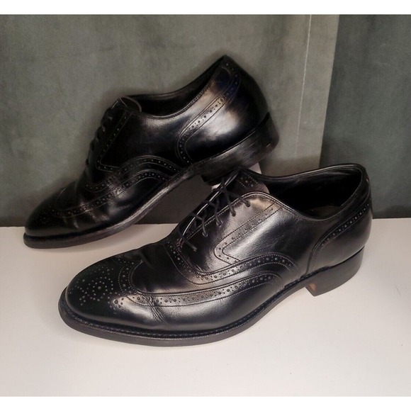 Johnston & Murphy Crown Aristocraft Black Wingtip Oxford Shoes US 9 E/C (WIDE) - Picture 2 of 11